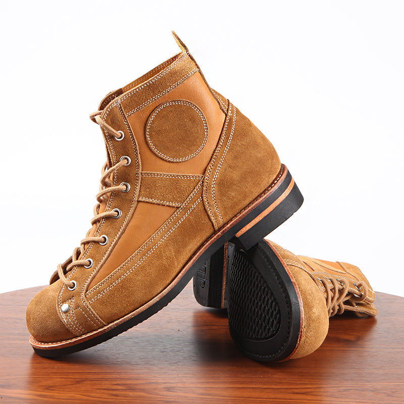 Leather Stitching Paratrooper Work Ankle Boots - Enfance-Heureuse