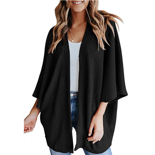 Bat Sleeve Waffle Gerson Women's Cardigan - Enfance-Heureuse