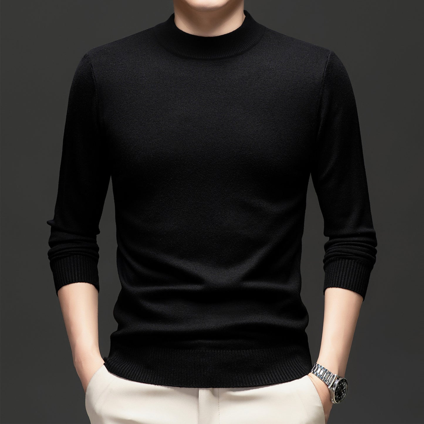 Thick Warm Sweater Half Turtleneck Simple All-matching Base - Enfance-Heureuse