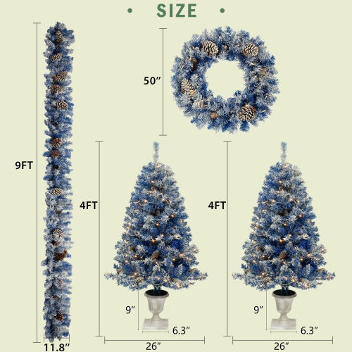 Pre-lit Christmas Tree Artificial Christmas 4-piece Set - Enfance-Heureuse