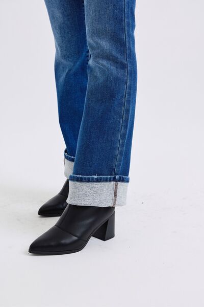 Judy Blue Full Size Run Mid-Rise Bootcut Jeans with Thermal Lining - Enfance-Heureuse