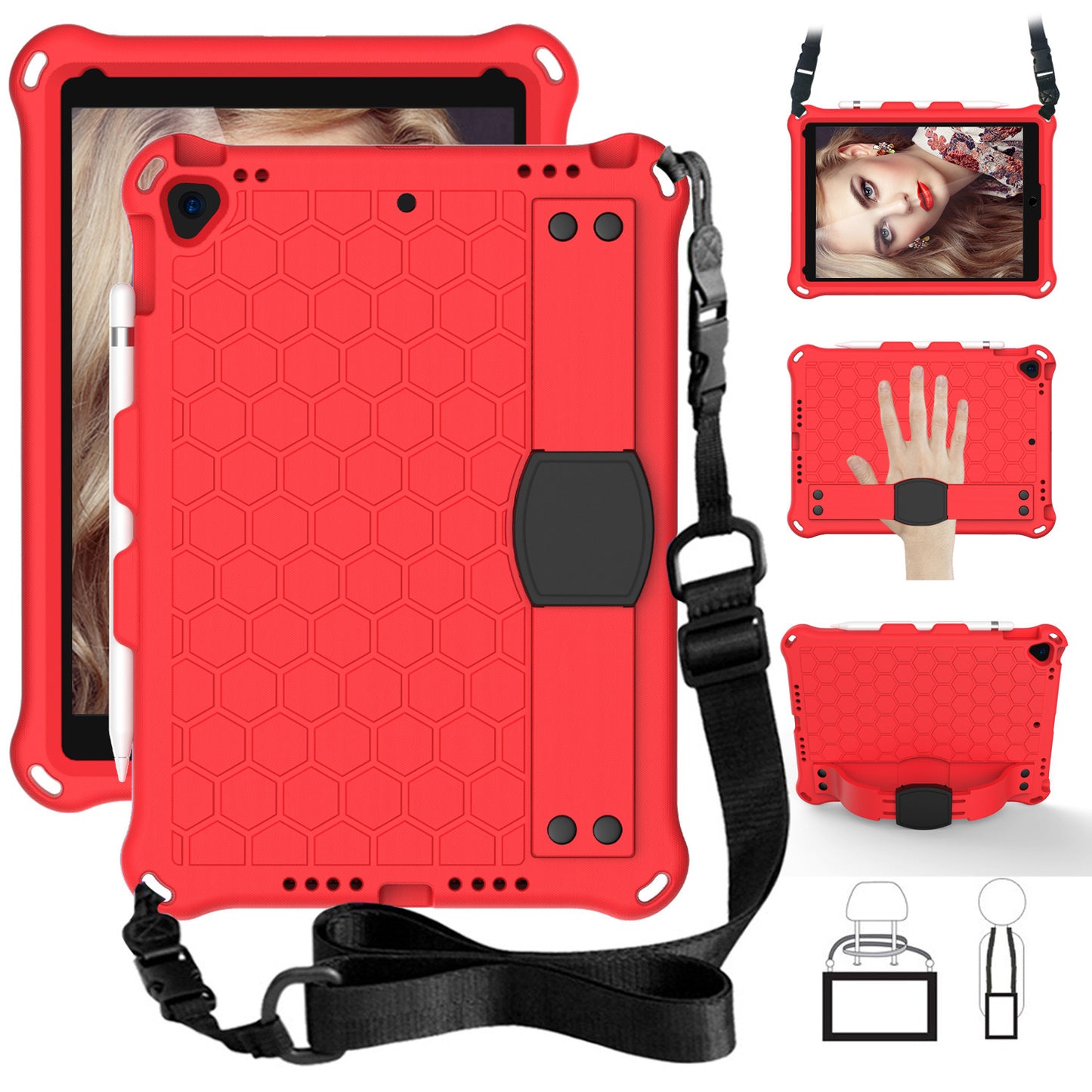 Compatible with Apple, New iPad 10.2 Honeycomb EVA Cover - Enfance-Heureuse