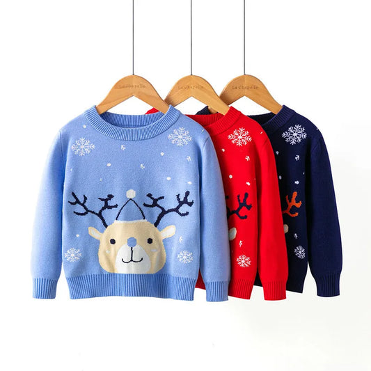 Christmas snowflake fawn sweater - Enfance-Heureuse