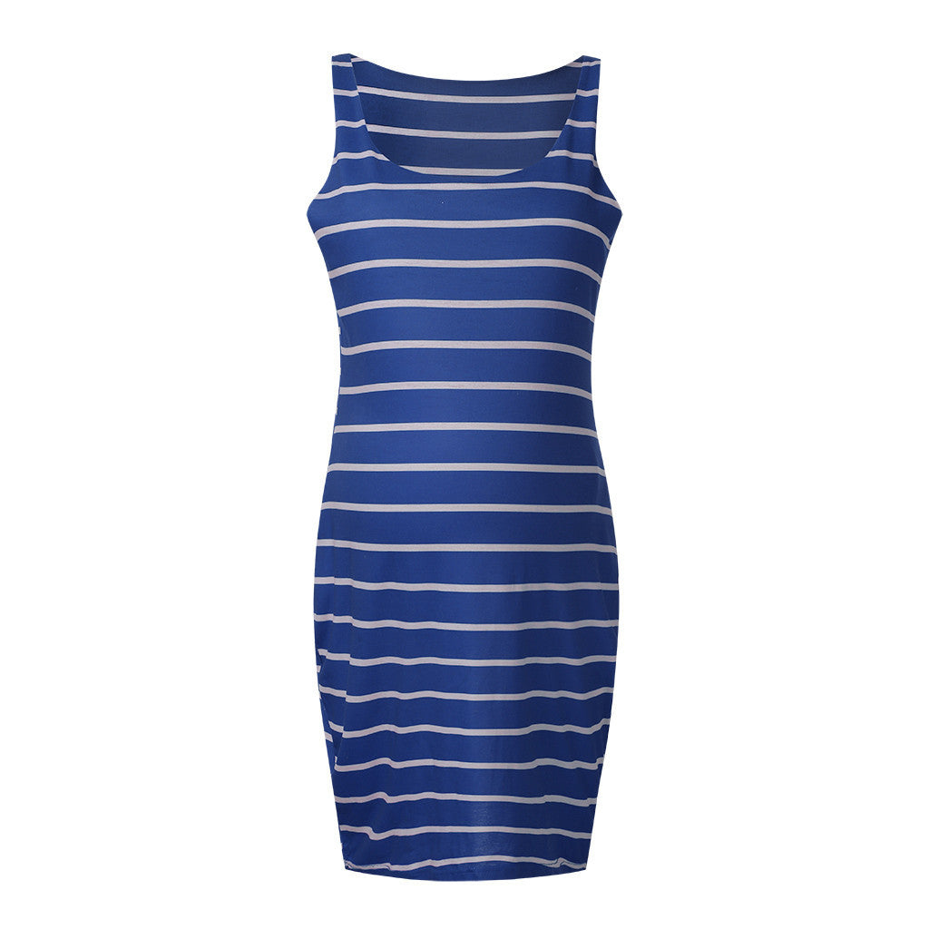 Striped Maternity Vest Dress - Enfance-Heureuse