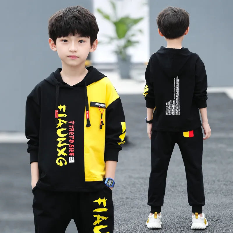 Children's Boys Spring And Autumn Clothes Foreign Style Sports Two-Piece Suit - Enfance-Heureuse