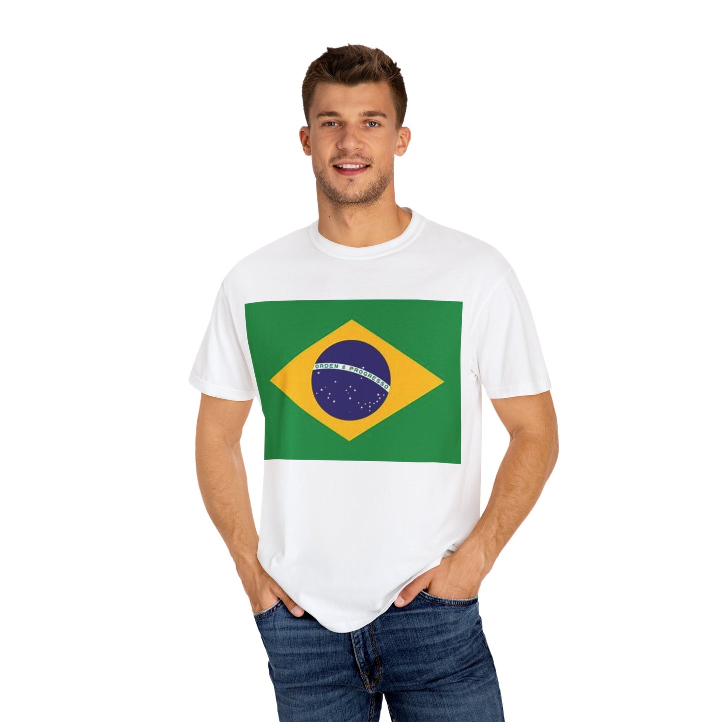 Brazilian Flag Unisex Garment-Dyed T-Shirt - Celebrate Culture and Pride - Enfance-Heureuse