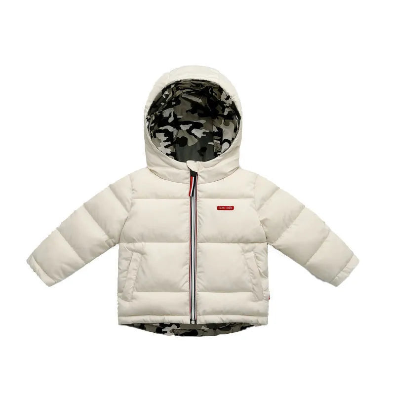 Les moyens et petits enfants portent des vestes d'hiver rembourrées à double face - Enfance-Heureuse