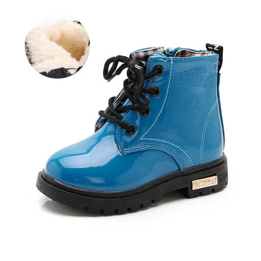Winter Children Shoes PU Leather Waterproof Martin Boots Kids Snow Boots - Enfance-Heureuse