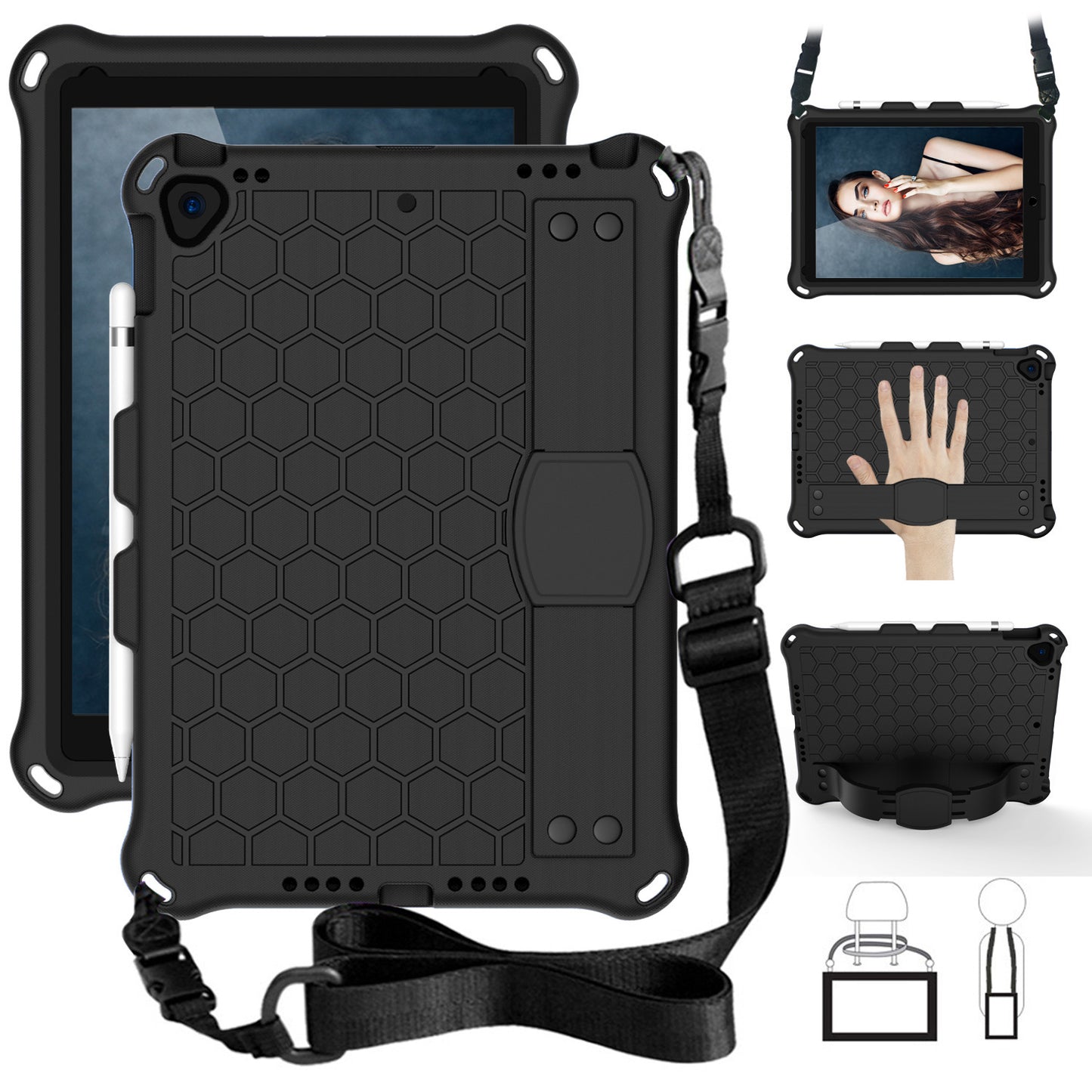 Compatible with Apple, New iPad 10.2 Honeycomb EVA Cover - Enfance-Heureuse