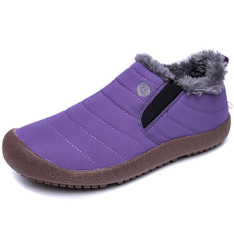 Dacomfy Mens Winter Shoes Ankle Boots Warm Fur Snow Boots Waterproof Slip On Couple Shoes Comfortable Sneakers Plus Size - Enfance-Heureuse