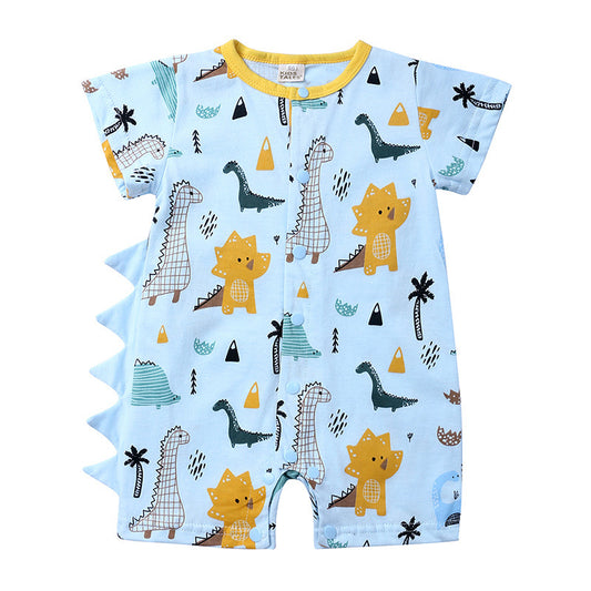 Baby Clothes One-piece Cartoon Dinosaur Short-sleeved Baby Romper - Enfance-Heureuse