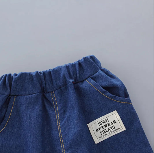 Children's Polo Shirt Suit Summer Male Crown Short-sleeved Baby Clothing - Enfance-Heureuse