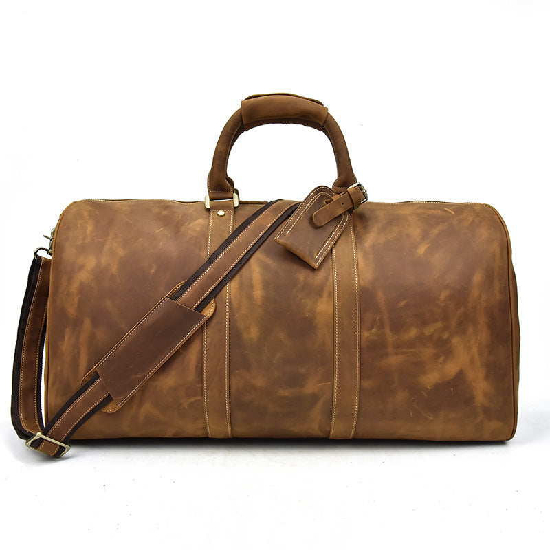 Top Layer Cowhide One-Shoulder Messenger Duffel Bag - Enfance-Heureuse