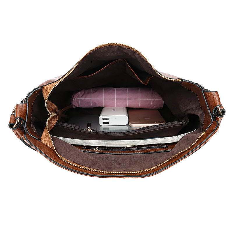 Hobos Zipper Bucket Bags With Adjustable Shoulder-strap Handbags Temperament High Capacity Messenger Shoulder Bag For Women - Enfance-Heureuse