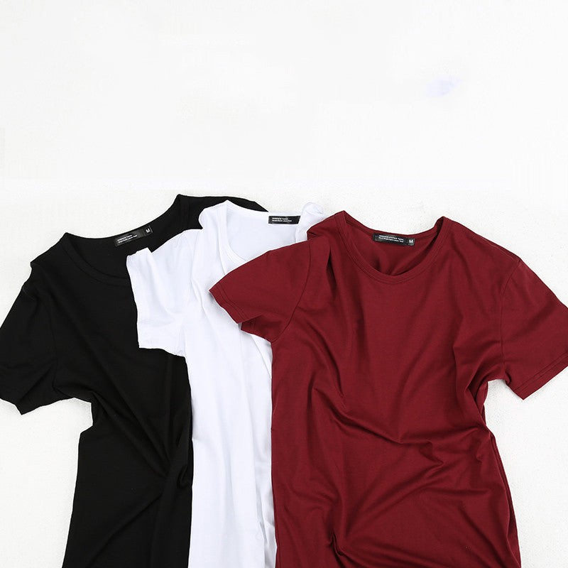 3 Pieces Solid Color Short Sleeved T-Shirt Mens Clothes Summer Slim Round Neck Half-Sleeved Tight-Fitting Trendy Cotton Bottoming Shirt Men - Enfance-Heureuse