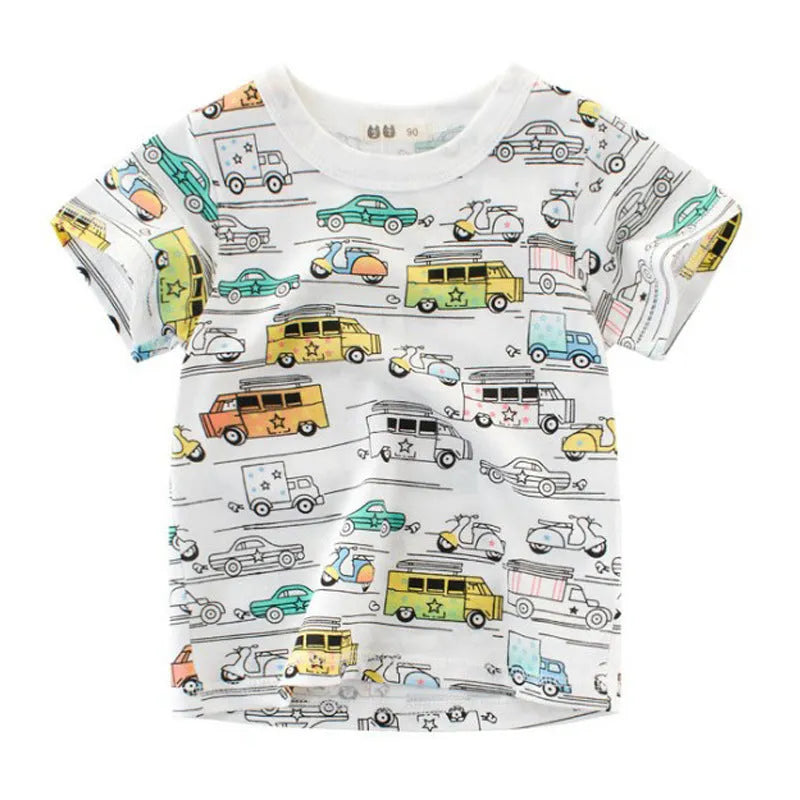 Children's Car Short-sleeved T-shirt - Enfance-Heureuse