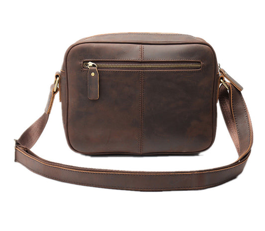 New Mens Single Shoulder Messenger Bag Retro Cowhide Casual Business Document Messenger Bag - Enfance-Heureuse