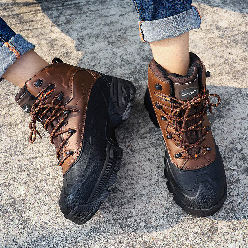 High-Top Wear-Resistant Steel-Soled Boots Mens Outdoor Desert Boots Tactical Boots Anti-Smashing Safety Boots - Enfance-Heureuse