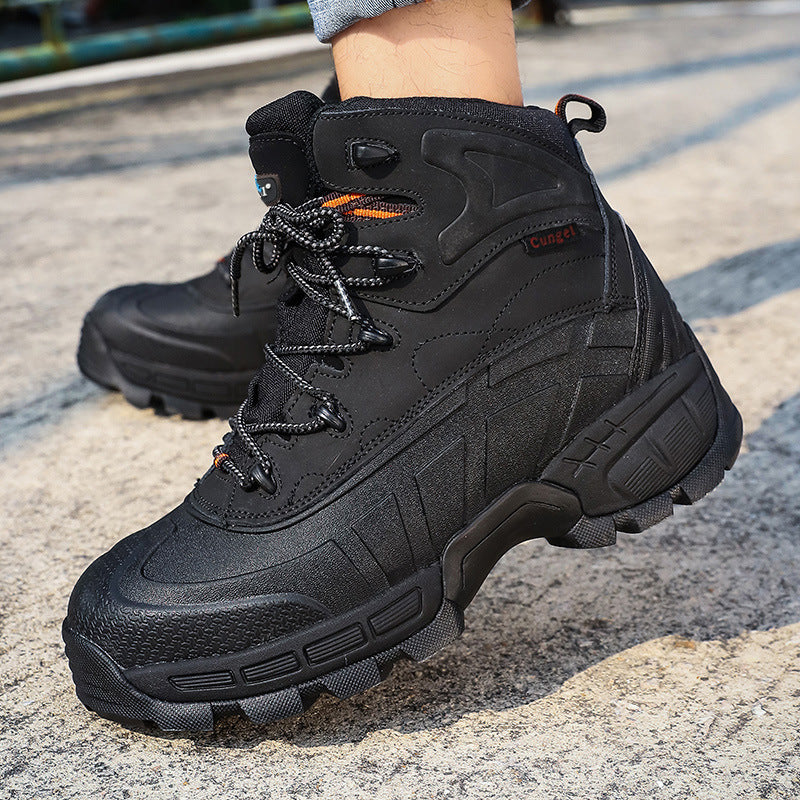 High-Top Wear-Resistant Steel-Soled Boots Mens Outdoor Desert Boots Tactical Boots Anti-Smashing Safety Boots - Enfance-Heureuse