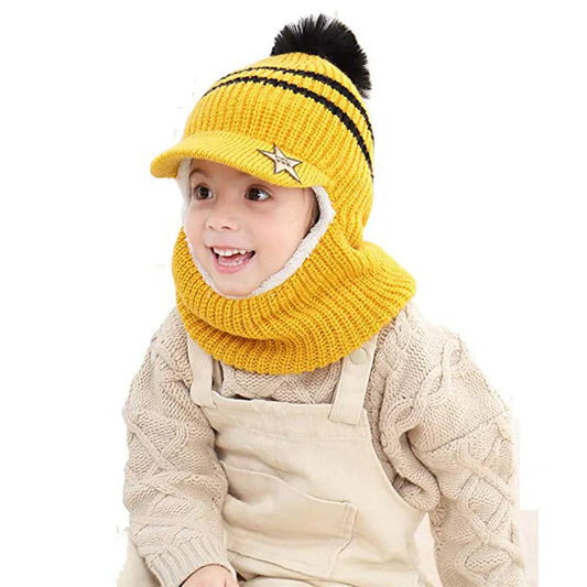 Enfants de Chapeau Tricoté Avec En Peluche Et Épais Chaud Oreille Protecteur - Enfance-Heureuse