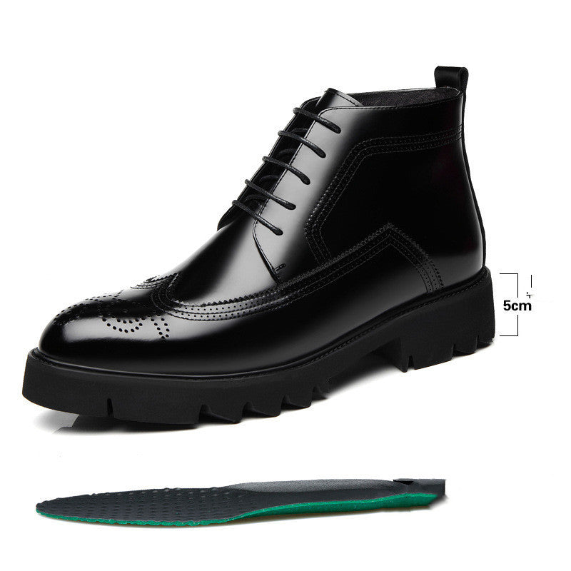 Leather Martin Boots Thick-soled British High-top Increase Leather Shoes - Enfance-Heureuse