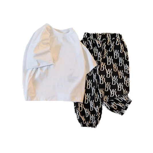 Children'S Summer Short-Sleeved Korean Two-Piece Combed Cotton Children'S Summer Clothes For Boys And Girls - Enfance-Heureuse