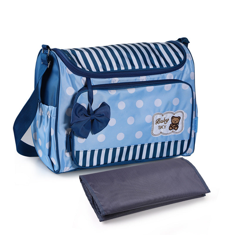 Mommy Bag Four-Piece Bowknot Outing One-Shoulder Multifunctional Large-Capacity Bag For Mother, Baby And Mother - Enfance-Heureuse