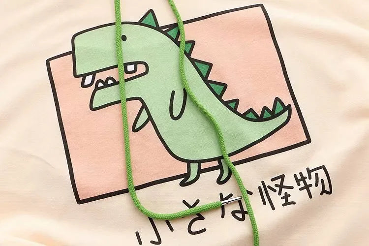 Dinosaur Print Color-Block Five-Point Sleeves - Enfance-Heureuse