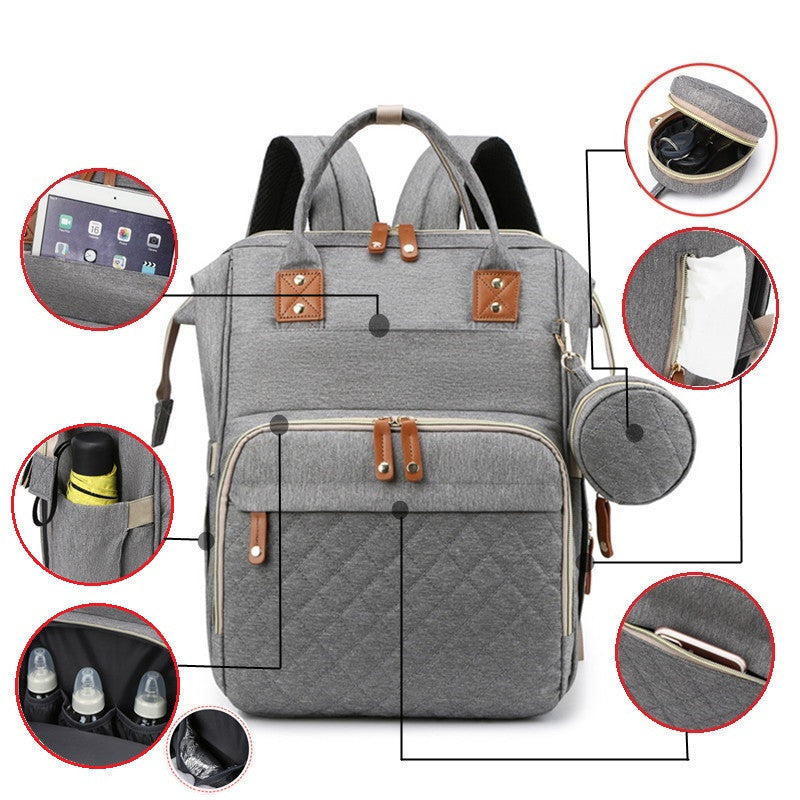 New Mommy Backpack Can Hang Baby Stroller Baby Bag Folding Crib Mommy Bag - Enfance-Heureuse