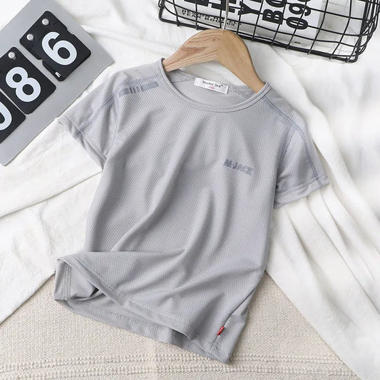 Small And Medium-sized Children's Round Neck Mesh Comfortable Half-sleeved Blouse - Enfance-Heureuse