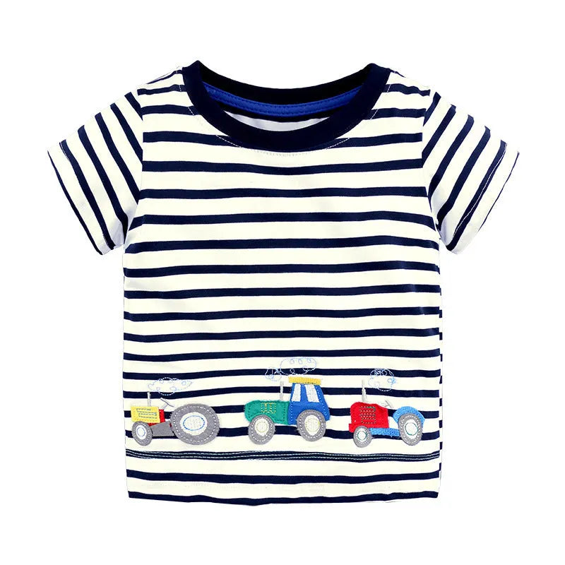 T-shirt à manches courtes tricoté en coton pour homme et femme - Enfance-Heureuse