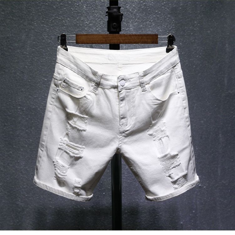 New Arrival Shorts Men Zipper Fly Casual Solid Cotton Summer Hole Elastic Thin Black Mens Homme Boardshorts Beach Regular - Enfance-Heureuse