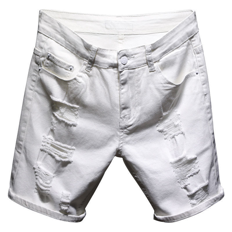 New Arrival Shorts Men Zipper Fly Casual Solid Cotton Summer Hole Elastic Thin Black Mens Homme Boardshorts Beach Regular - Enfance-Heureuse