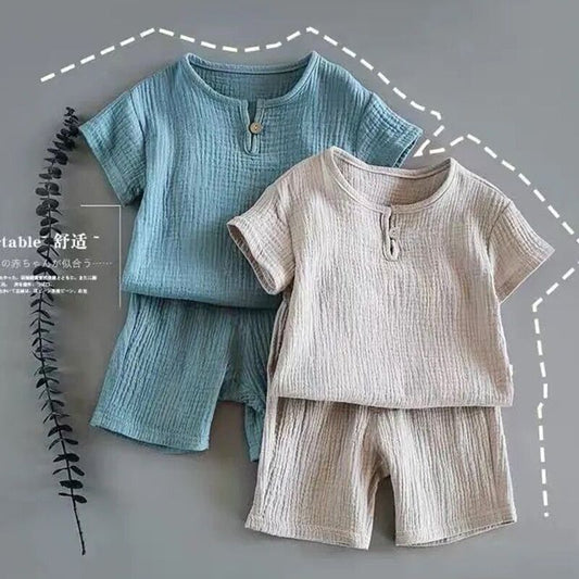 Boy And Girl Baby Short-sleeved Summer Suit - Enfance-Heureuse
