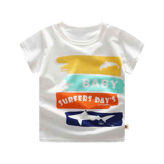 Enfants d'été à manches Courtes T-shirt En Coton Casual de Bande Dessinée Impression - Enfance-Heureuse