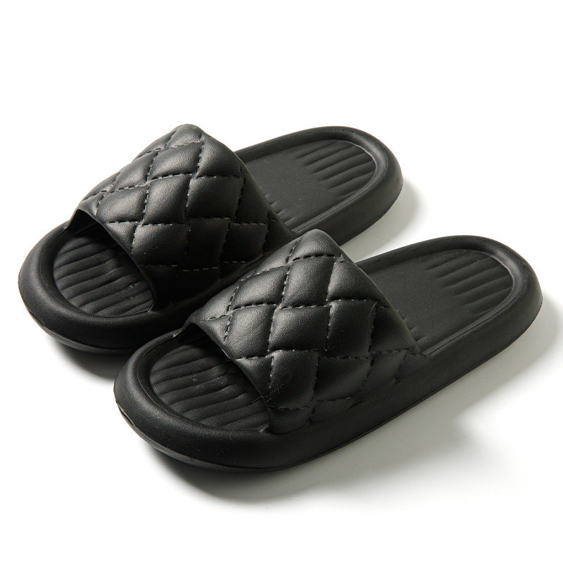 New Rhombus Home Slippers Summer Non-slip Floor Bathroom Slipper Lightweight Simple House Shoes For Women Men - Enfance-Heureuse