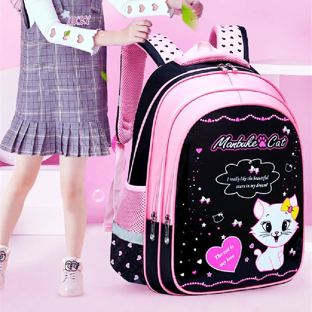 Enfants École Mignon Chat Impression Sac À Dos - Enfance-Heureuse