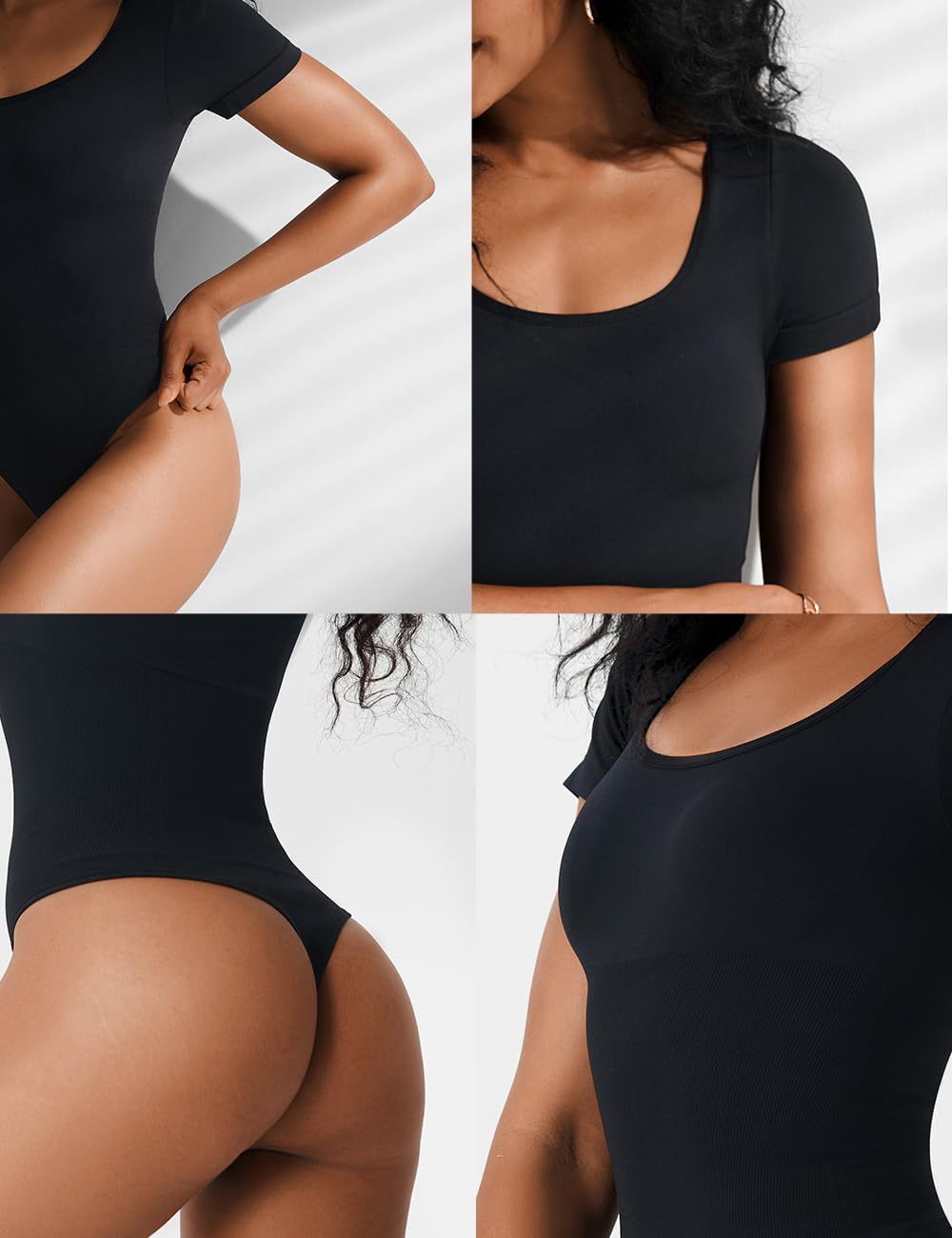 European And American Square-neck Cinched Corset Close-fitting Seamless Short Sleeve T-back - Enfance-Heureuse