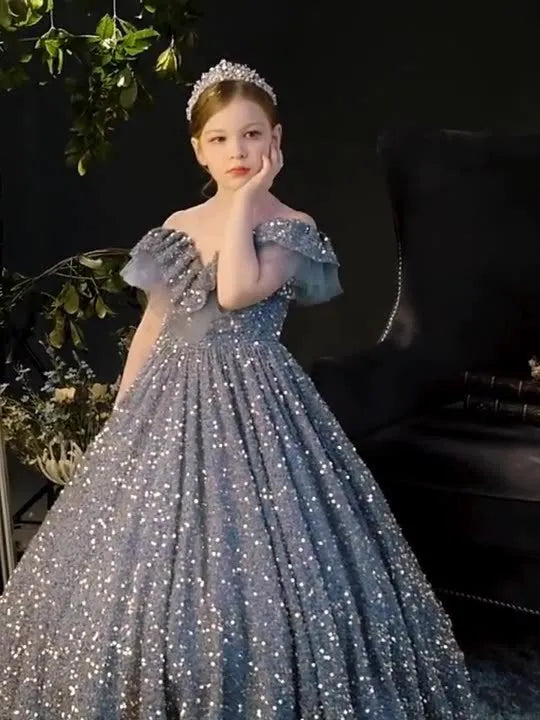 Big Children Children's Sequined Princess Dress Western Style Catwalk Costumes Winter - Enfance-Heureuse