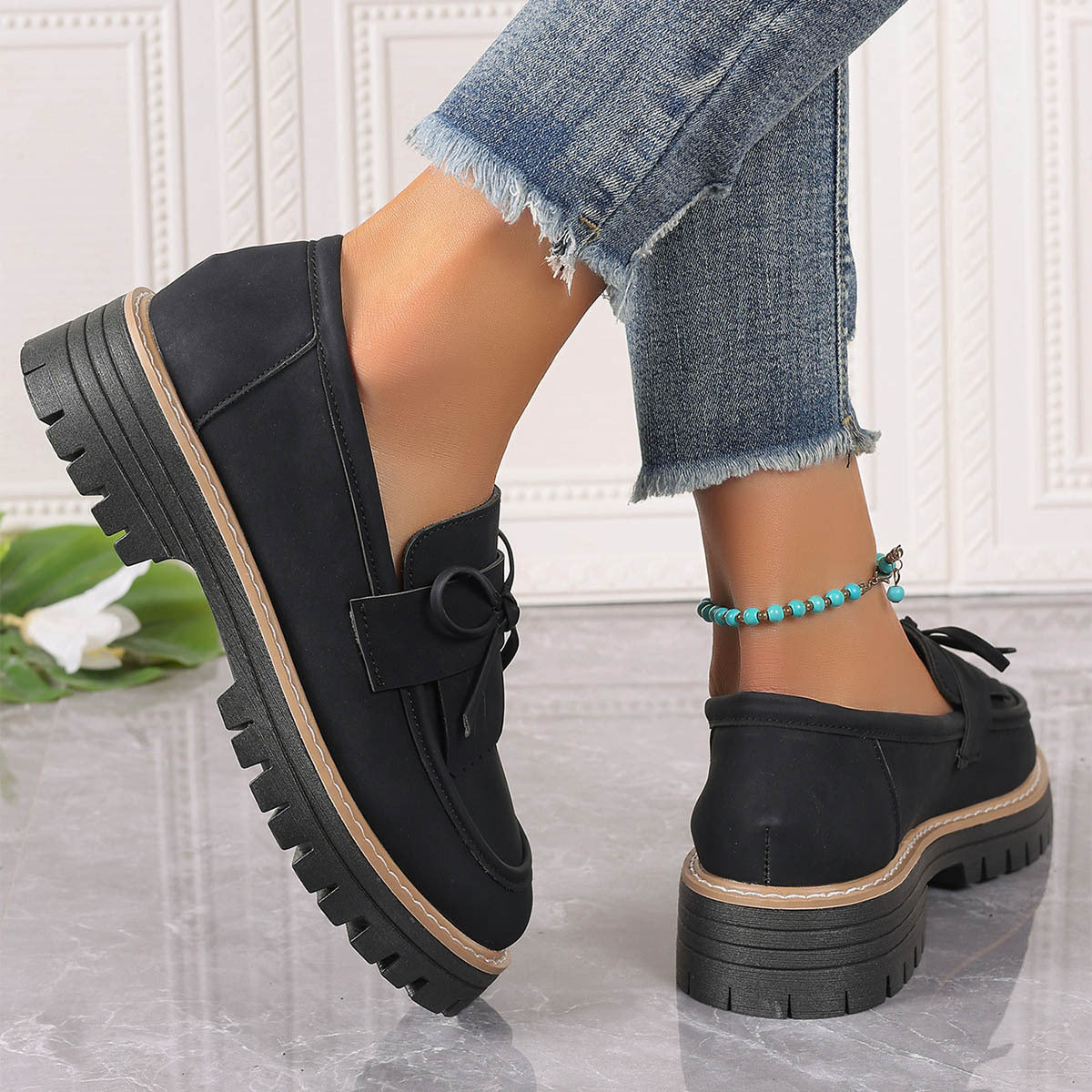 Fashion Buckle Loafers For Women British Style Height-increasing Thick-soled Casual Shoes - Enfance-Heureuse