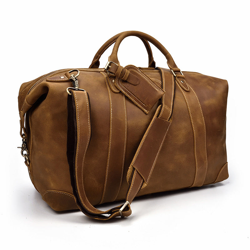 Crazy horse leather large capacity luggage bag - Enfance-Heureuse