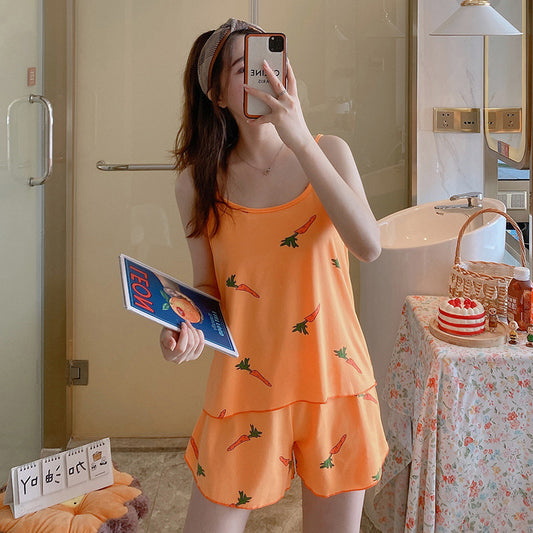 Women's Fashion Simple Camisole Homewear Pajamas Two-piece Set - Enfance-Heureuse