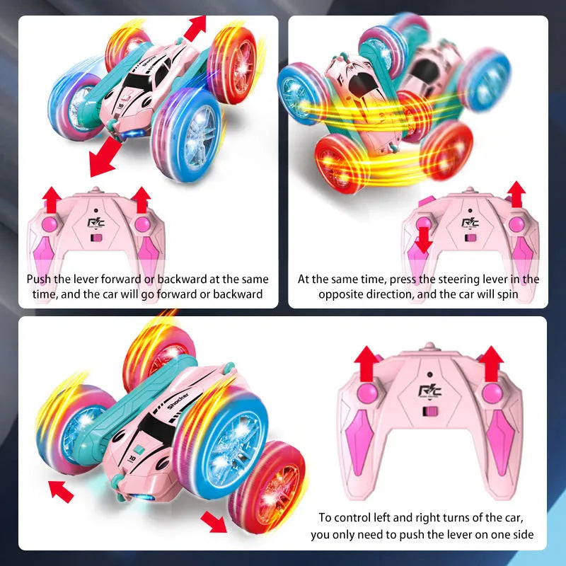 Remote Control Stunt Car Light Wheel Swing Arm Double-sided Rolling Car Toy - Enfance-Heureuse