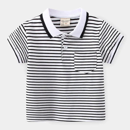 Children's Striped Short Sleeve Spicy Striped POLO Shirt - Enfance-Heureuse