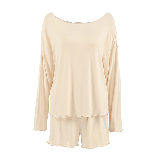Modal Pajamas Long Sleeve Shorts Two-piece Set - Enfance-Heureuse