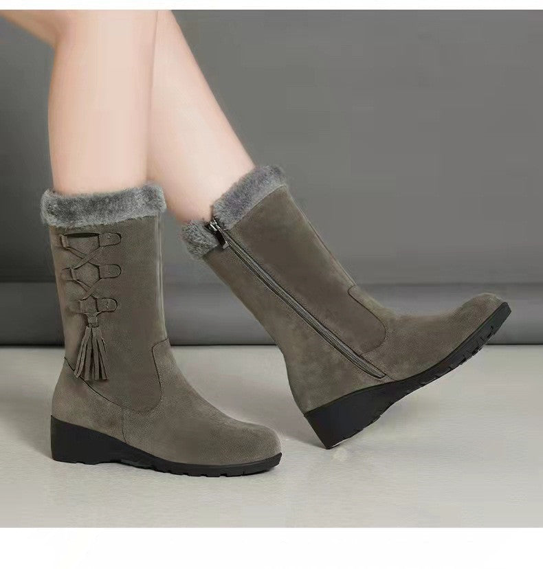 Cotton Boots Fleece Warm Boots Plus Velvet Thick Cotton Shoes - Enfance-Heureuse