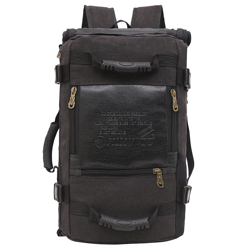 Men Canvas Backpack Huge Travel School Shoulder Computer Backpack Functional Versatile Bags Multifunctional Laptop Bag - Enfance-Heureuse
