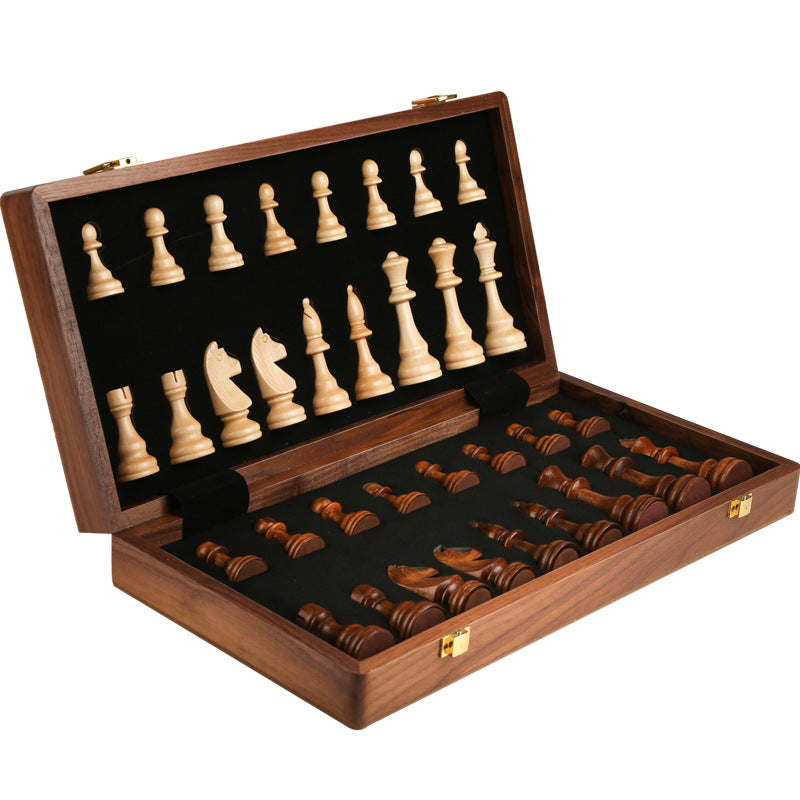 Chess Solid Wood Set Large Children's Wooden Folding Chessboard - Enfance-Heureuse
