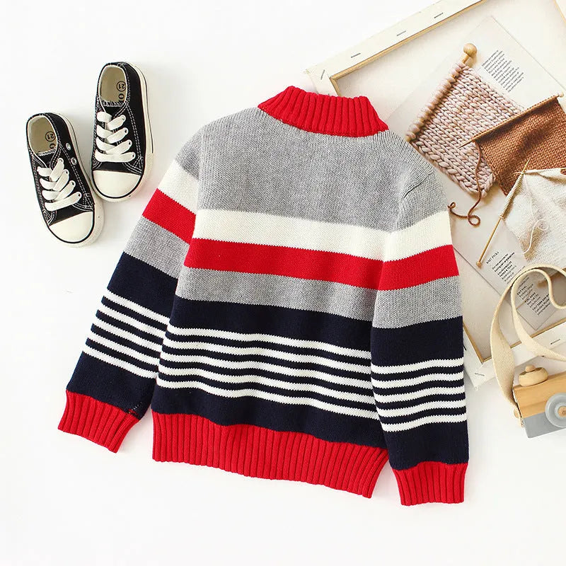 Fleece Sweater Cotton Jacket Children's Cardigan Knitwear Boys Pure Cotton - Enfance-Heureuse