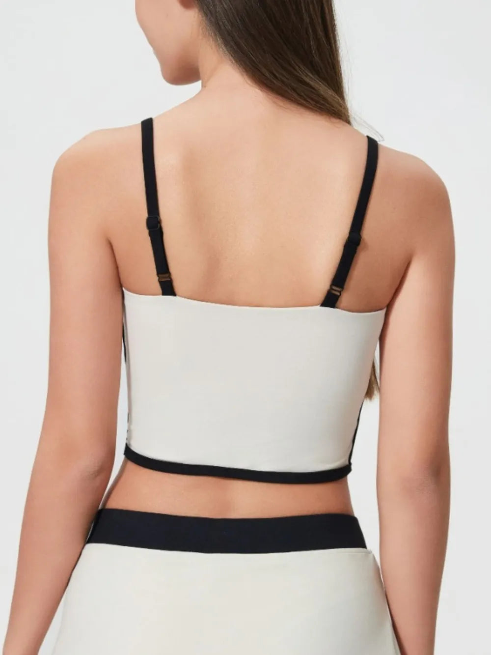 Millennia Contrast Trim Square Neck Active Cami with Detachable Chest Pads - Enfance-Heureuse